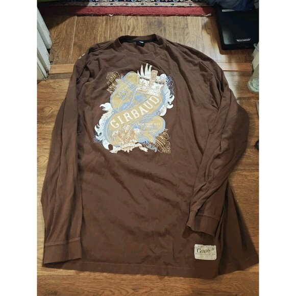 VTG Y2K Marithe Francois Girbaud 2XL Long Sleeve Brown Shirt NYC Paris Crown - Picture 1 of 9